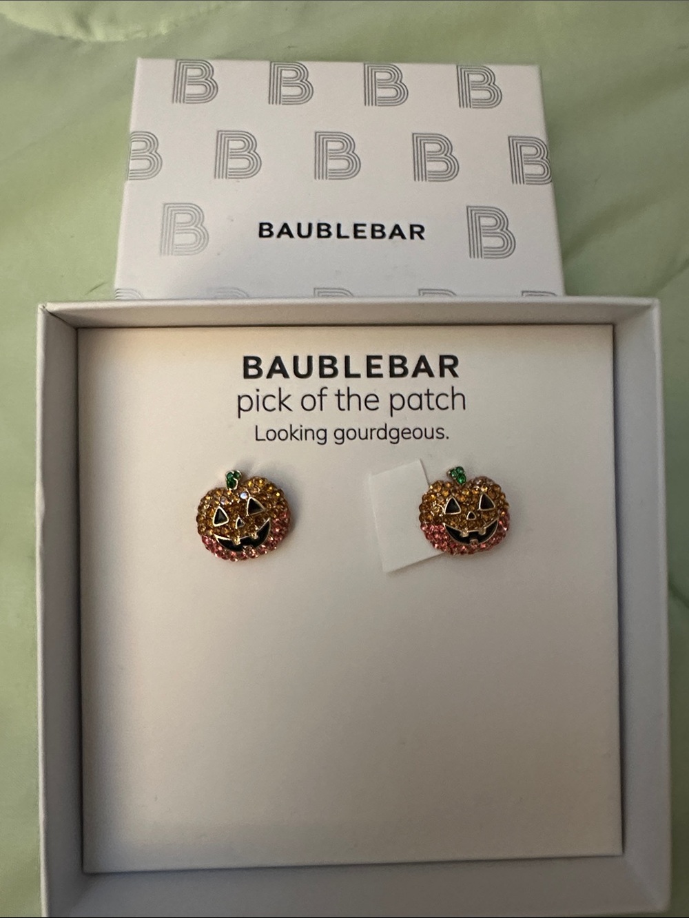 BaubleBar Gold & Pink Pumpkin Jack-O'-Lantern Stud Earrings